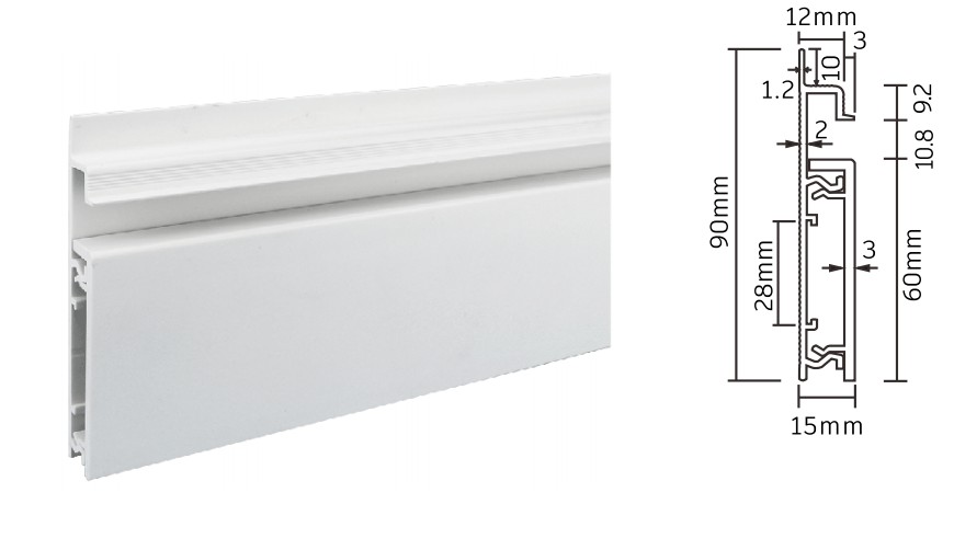 Model:JH-P90 Hard pvc Skirting Board