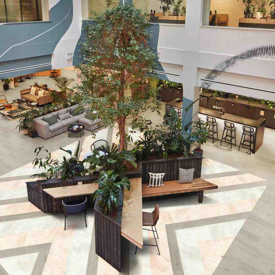 Jiahe Decoration - Stone Look LVT JH-STN inside Urban Loft Open-Plan Studio