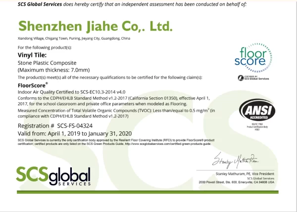 FloorScore® Certification Authentication Records