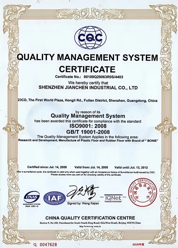 ISO 9001 Quality Management Authentication Records